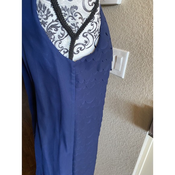 NWT Max Studio M dress navy blue size medium M Med sleeveless Mermaid Scales New - Picture 14 of 14